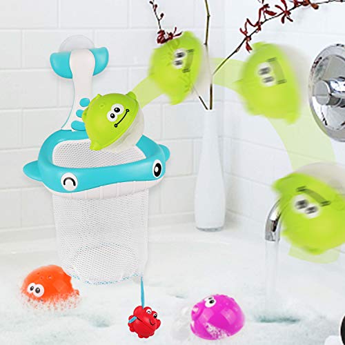 FittiDoll Bath Toy Hoop Basketball Bath Toy Bathtub Shooting Game for Toddlers Boys and Girls - Thumbnail 4