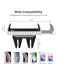 Soporte para automóvil Saiji Air Vent, empuñadura de abrazadera doble más asegurada, soporte para automóvil con rotación de 360 ??°, soporte universal para teléfono celular compatible con iPhone de 4.7-6 pulgadas, Samsung, Nexus, Nokia, LG, Sony Smartphon