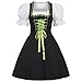 Gaudi-leathers Women's Set-3 Dirndl Pieces Embroidery Froschmaul Black/Green 36