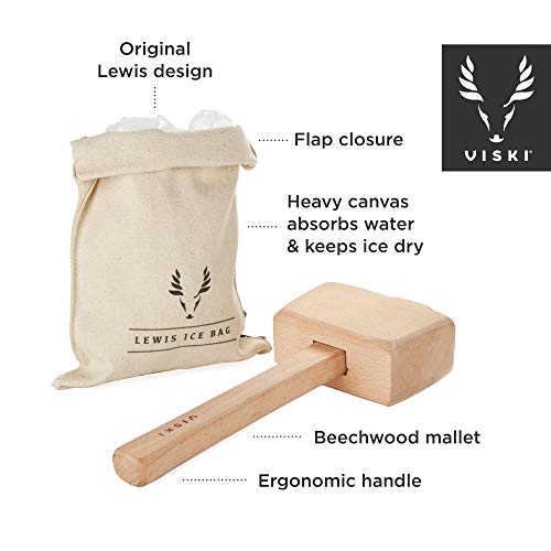 Viski Professional Lewis Bag and Mallet Bartender Kit & Bar Tools