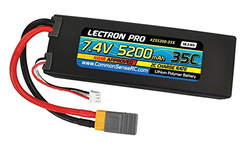 Common Sense RC Lectron Pro 7.4V 5200mAh 35C Lipo Battery with XT60 Connector + CSRC adapter for XT60 batteries to Traxxas vehicles
