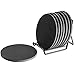 Juvale Round Black Slate Coasters with Rack (4 Inches, 9 Pieces)