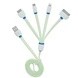 Charging Cable, Ourkens Premium Quality 4 in 1 Multiple Universal USB Charging Cable 3ft(1M) with 8 Pin Lighting / 30 Pin / Micro USB Ports for iPhone, iPad, iPad Mini, iPad Air, iPad Pro, Samsung Galaxy, Note and most of Android phones, Tablet (4 in 1 Green)