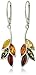 Amazon Collection Rhodium Plated Sterling Silver Multicolor Amber Dangle Earrings