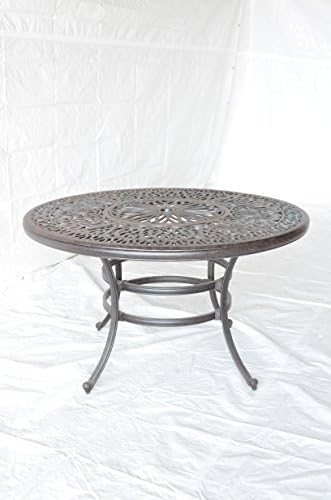 Elizabeth Outdoor Patio 52" Round Dining Table with Ice Bucket Dark Bronze Cast Aluminum