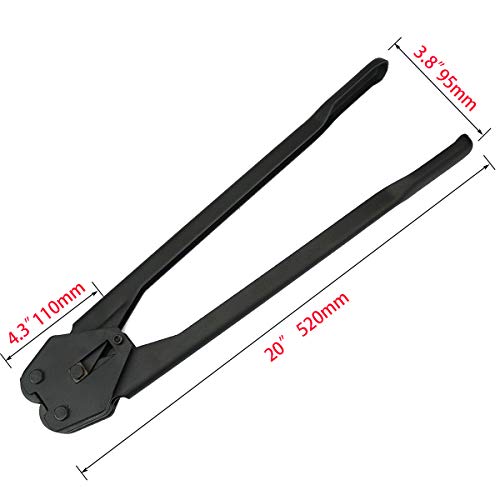 SexyRobot Strapping Sealer for Both Poly & Polyester Strap, Strength Saving Heavy Duty Manual Banding Tool for 1/2" - 3/4" Width Plastic Strap, 20" Long Handle T03