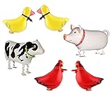 Ovee Lando Set of 6 Walking Farm Animal Helium Balloon Pet Air Walkers, Mixes Pet Party