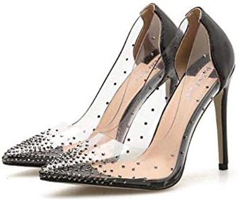 Women Pump Transparent High Heels Pointed Toe 11Cm Stiletto Color Matching Rhinestone Dress Shoes Crystal Shoes Eu Size 35-40