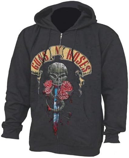 Guns N Roses Dripping Dagger Farbe Grau Zipped Hoodie Large 