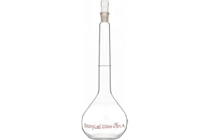 stonylab Glass Volumetric Flask Class A with Glass Stopper, Borosilicate Glass Heavy Wall Volumetric Flask Tolerance ±0.15 ml, 250 ml