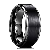 King Will 10mm Black Tungsten Carbide Ring Men Wedding Band Matte Finish Step Edge Comfort Fit