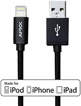 Apple MFI Certified Lightning Cable APXX 10ft 8-Pin Lightning to USB Cable with Nylon Braided for iPhone 5/5s/5c/6/6 Plus, iPad Air/Air2, iPad Mini