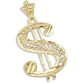Solid 14k Yellow Gold Dollar Money Sign Charm Pendant