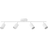 Globe Electric 57011 4-Light Track Lighting, Matte White Finish, Adjustable Cylindrical Heads, GU10 Base, Dimmable, Modern Low-Profile Design