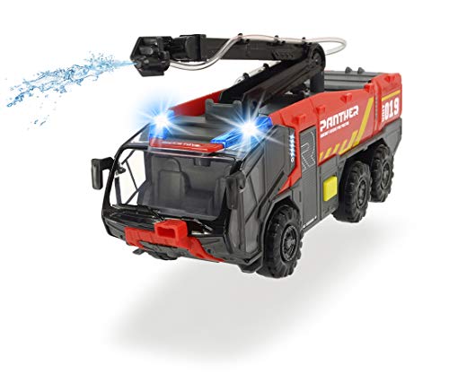 Dickie Toys 203714012 Flughafenfeuerwehr-203714012 Flughafenfeuerwehr, Rosenbauer, beweglicher Löscharm, Licht & Sound…