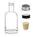Nakpunar 6 pcs 6.75 oz Glass Nordic Bottles with Cork and Black Plastic Lids - Made in USA