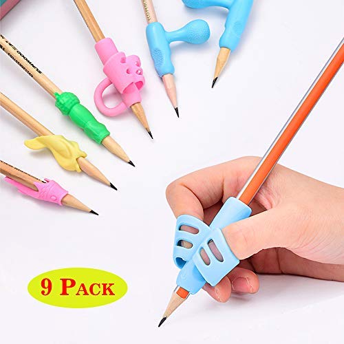 Pencil Grips - Children Pen Writing Aid Grip Set Posture Correction Tool for Kids Preschoolers Children,Hollow Ventilation (Pencil Grips 9P)