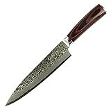 Wooden Handle Chef's Knife - Good Grips 8 Inch Full Tang Japanese VG10 Damascus Steel Blade