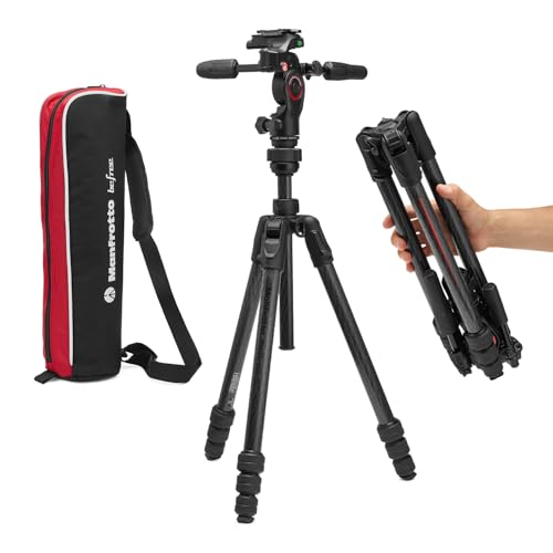 Manfrotto Befree GT Pro 3-Way, Professional Travel Tripod Kit, 3-Way Fluid Head, Levelling Column, Photo/Camera and Video Kit, Carbon Fibre, Arca-Type, Twist Lock, DSLR, Mirrorless,Camera Accessories