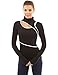 PattyBoutik Women Trimmed Turtleneck Long Sleeve Top (Black and White Small)