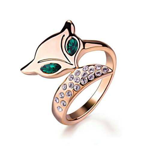 Yoursfs Rings,Unique Fox Women Cocktail Jewelry,18k Rose Gold Plated Statement Rings with Sparkle CZ