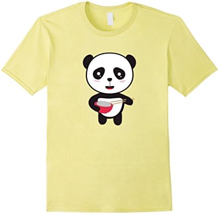 Men's Cute Panda with rice bowl -  Asian T-Shirt Small Lemon