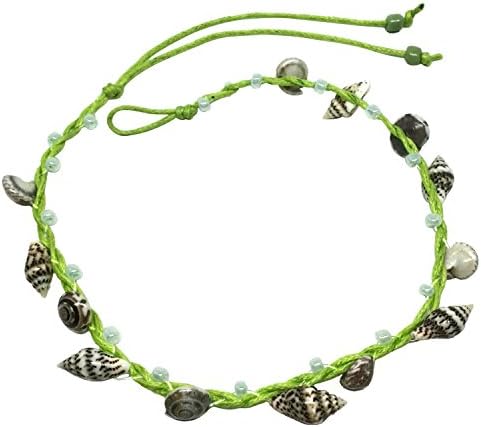 Bijoux De Ja BDJ Handmade Tiny Shells Cotton Cord Anklet Bracelet Free Size