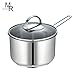 Mr Rudolf Chef's Classic 18/10 Stainless Steel 1 Handle Saucepan with Glass Lid 1.6 Quart Dishwasher Safe PFOA Free 16cm 1.5 Lite…