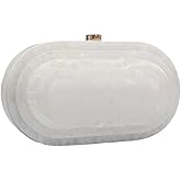 GSYPS Acrylic Evening Clutch Bag for Women Shell Shape Shoulder Crossbody Bag Glitter Marble Purse Handbag