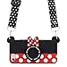 MC Fashion Cute 3D Camera Case with Polka Dots Lanyard for Teens Girls Women, Protective Soft Silicone Case for iPhone 7/8 (4.7-Inch) and iPhone SE 2020 Black/red
