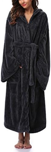 Kimono Palace Women's Soft Coral Velvet Bathrobe Hooded Sleepwear Nightgown Long