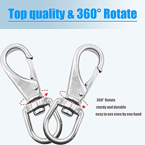 WENORA 4 Pack 3.5 inch Flag Pole ClipsStainless Steel Swivel Eye Snap