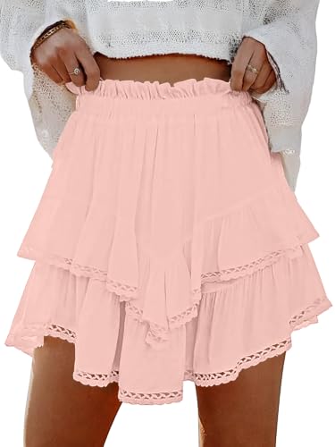 Lepunuo Women's Ruffle Tiered Skirt with Shorts