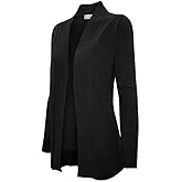 Cielo Women's Solid Basic Open Front Pockets Knit Sweater Cardigan Black 1XL
