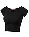 Doublju Round Neck Ribbed Knit Crop Top for Women with Plus Size