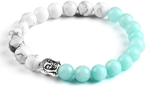 NewYork Men Women Tibetan Buddhist Beads Energy Power Crystal Elastic Stretch Beaded Lava Rock Chakra Gemstone Reiki Healing Bracelet (Green)