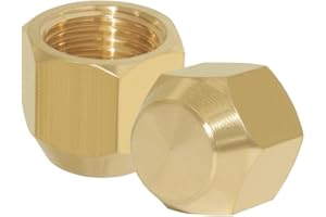 Hooshing 2PCS Brass Flare Tube Fitting 1/2" OD Tube SAE 45 Degree Hex Flare Cap Female Seal Plug Fittings