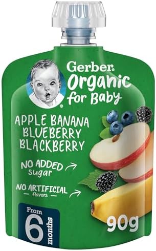 Nestle Gerber Organic Puree Apple, Banana, Blueberry Blackberry