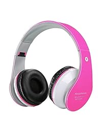 Auriculares estéreo Bluetooth Wireless Wired Auricular plegable con cancelación de reducción de ruido, micrófono incorporado para teléfonos inteligentes computadora para Kid Boy Girl Familia Rosado