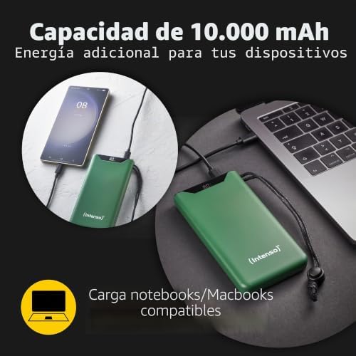 Powerbank F10000 - Bateria Externa com PD (20 W) e QC (18 W), Conector USB-C e USB-A, 10000 mAh, Cor Verde