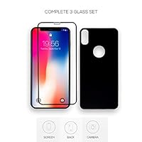 iPhone X & XS Tempered Glass Screen & Camera Lens Protector by Homey Product | High Strength Lightweight Tempered Glass iPhone Cover Set - Front & Back | Minimalist Profile Design | Shatter Resistant