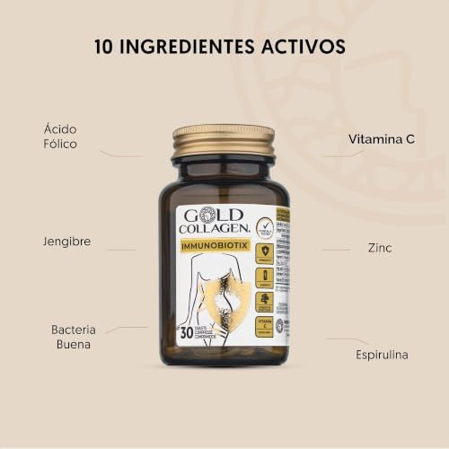 Immunobiotix - Suplemento Sistema Inmunitario, Energia y Digestión con Vitamina C y D Zinc Acido Fólico y Spirulina, Suplementos de Vitaminas para el Cansancio e Intestino 30 Comprimidos