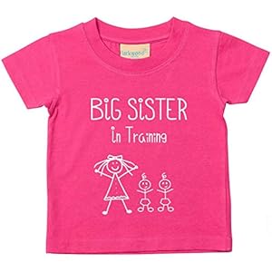 Grote Zus in Training Twins Tshirt Baby Peuter Kids Verkrijgbaar in de maten 0-6 maanden tot 14-15 Jaar Nieuwe Baby