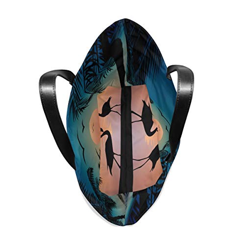 LEEZONE Women Tote Bag Shoulder Bag Double sides fashion Handbag-Flamingo Trees Printing()