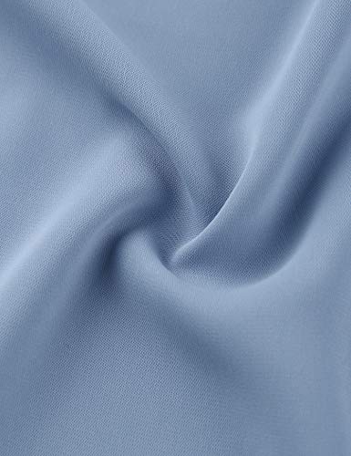 Gaharu Work Blouses for Women, Henley V Neck Top with Zipper Short Sleeve Office Tunic Soft Comfoetable Polyester Tee Shirts Blouse Blue,L