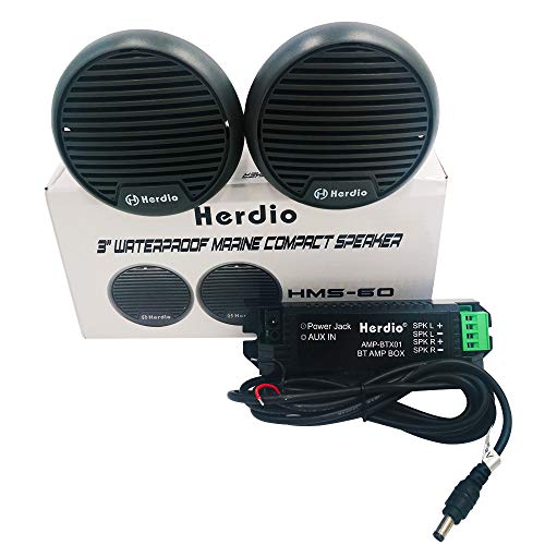 Herdio 3" inch Marine Boat Bluetooth Speakers Motorcycle Hot tub Stereo