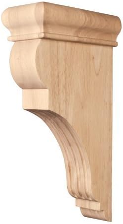 One Pair Traditional Fluted Wood Bar Bracket Corbels 3 x 6-1/2 x 12 by Wood Corbels