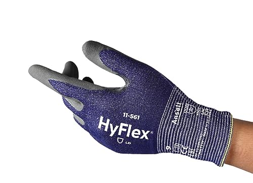 Ansell HyFlex 11-561 Schnittschutz-Handschuhe, Atmungsaktive Nitril-beschichtung, Höchste Weiterreißfestigkeit, Dünne Arbeitshandschuhe Herren Damen, Waschbare, Blau, Größe L (1 Paar) thumbnail 1