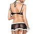 Tuesdays2 Womens Sexy Lingerie Babydoll Hot Fishnet Chemise Mesh Mini Dress (Black and white)