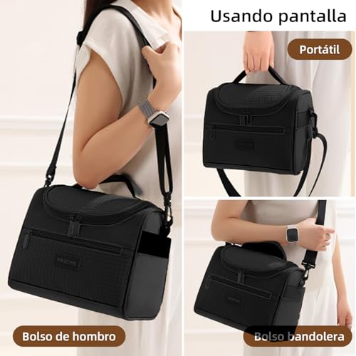 Lonchera Térmica Impermeable con correa - Bolsa de Almuerzo Aislante con Capacidad Grande, Antifugas y Fácil de Limpiar Hielera Portátil Unisex para Trabajo/Picnic/Viajes (Negro)
